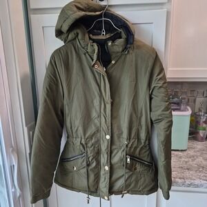 Snobbish Collection Jacket Women's Medium Puffer Reversible Green Black Hood